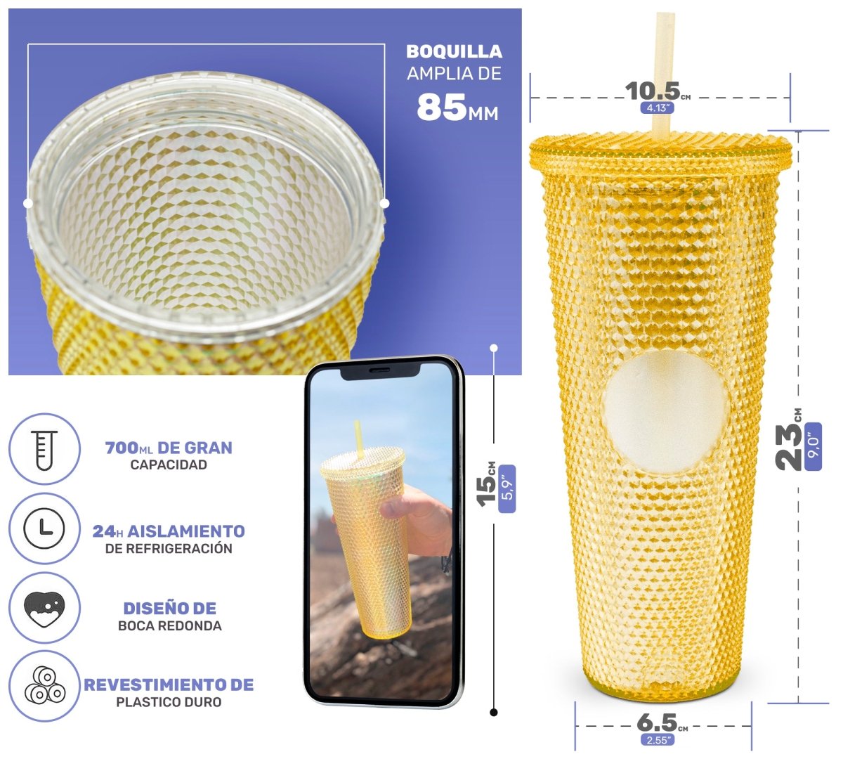 Botella Vaso Termo Térmico Tornasol Multifuncional 700ml - ONDASHOPMX