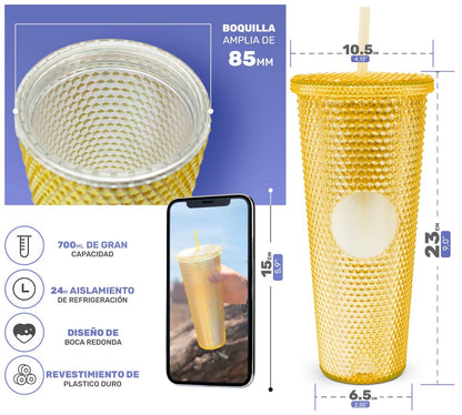 Botella Vaso Termo Térmico Tornasol Multifuncional 700ml - ONDASHOPMX