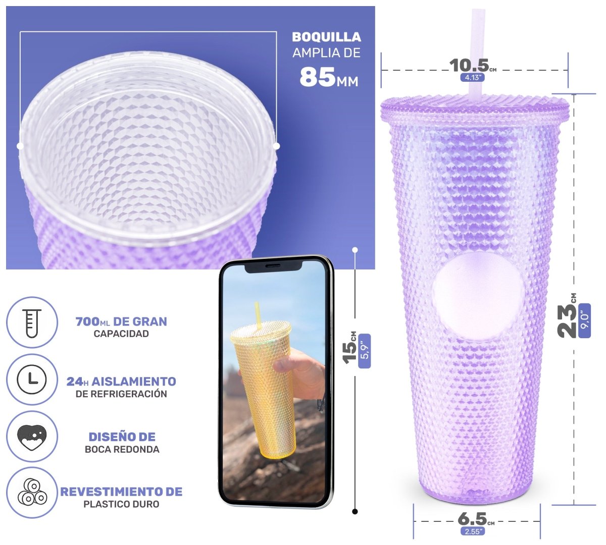 Botella Vaso Termo Térmico Tornasol Multifuncional 700ml - ONDASHOPMX