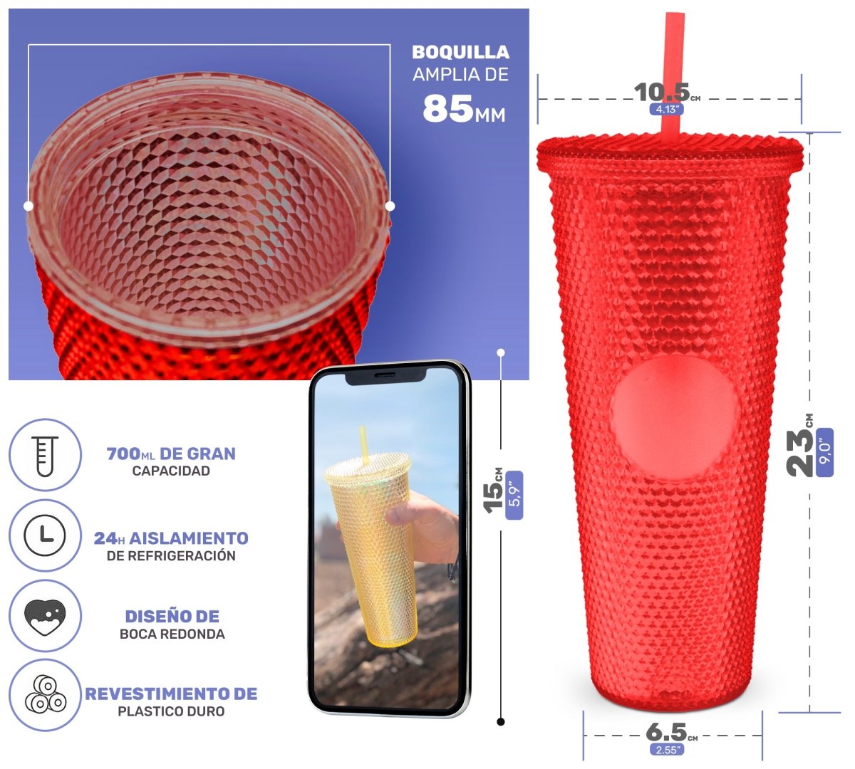 Botella Vaso Termo Térmico Tornasol Multifuncional 700ml - ONDASHOPMX