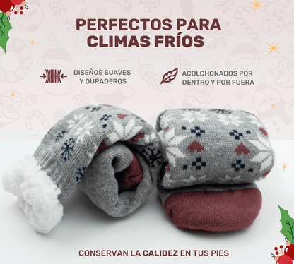 Calcetines Térmicos con Copos de Nieve | Felpa Interior & Suela Antiderrapante - ONDASHOPMX