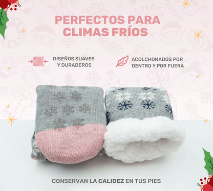 Calcetines Térmicos con Copos de Nieve | Felpa Interior & Suela Antiderrapante - ONDASHOPMX