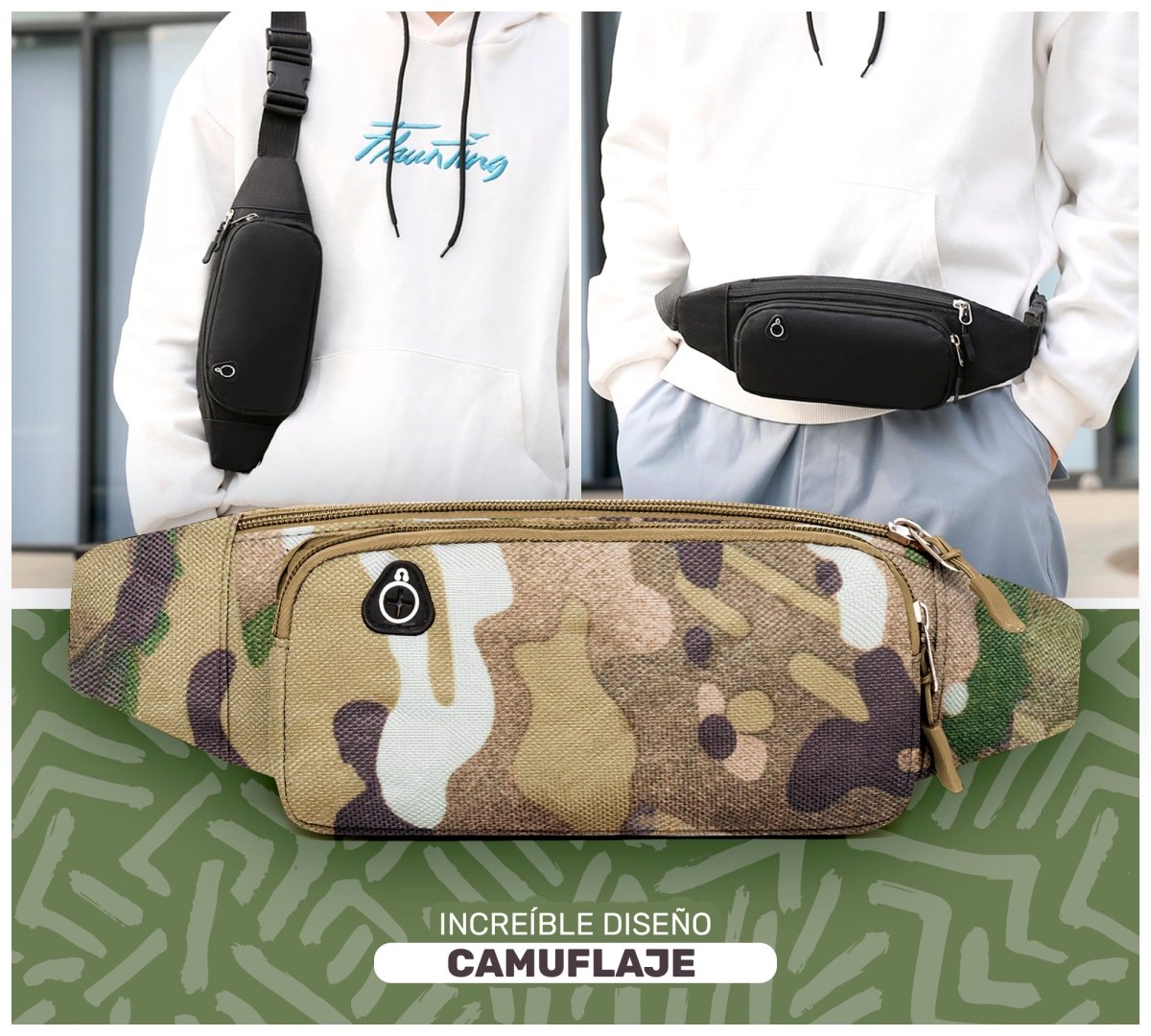 Cangurera Urbana de Alta Resistencia | 3 Bolsillos con Cremallera & Diseño Compacto - ONDASHOPMX