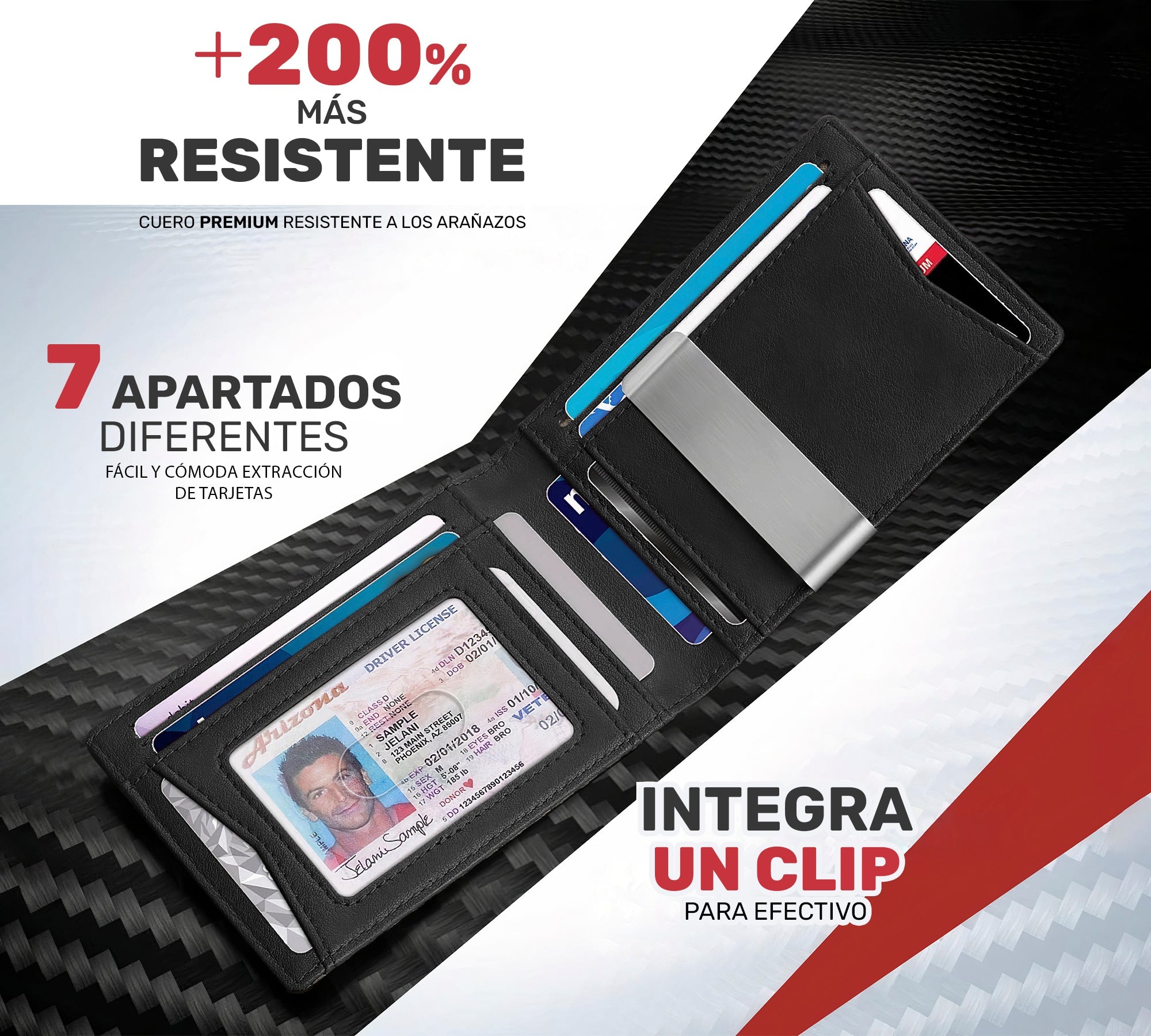 Cartera Delgada Con Clip Tarjetero Hombres Minimalista Rfid - ONDASHOPMX