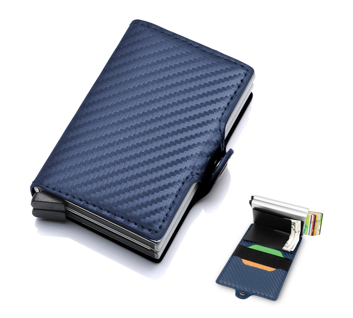 Cartera Inteligente Compacta RFID | Diseño Pop - Up & Fibra De Carbono - ONDASHOPMX