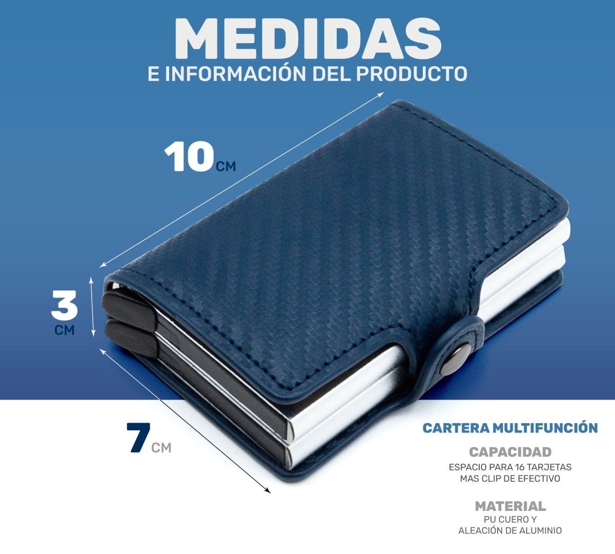 Cartera Inteligente Compacta RFID | Diseño Pop - Up & Fibra De Carbono - ONDASHOPMX