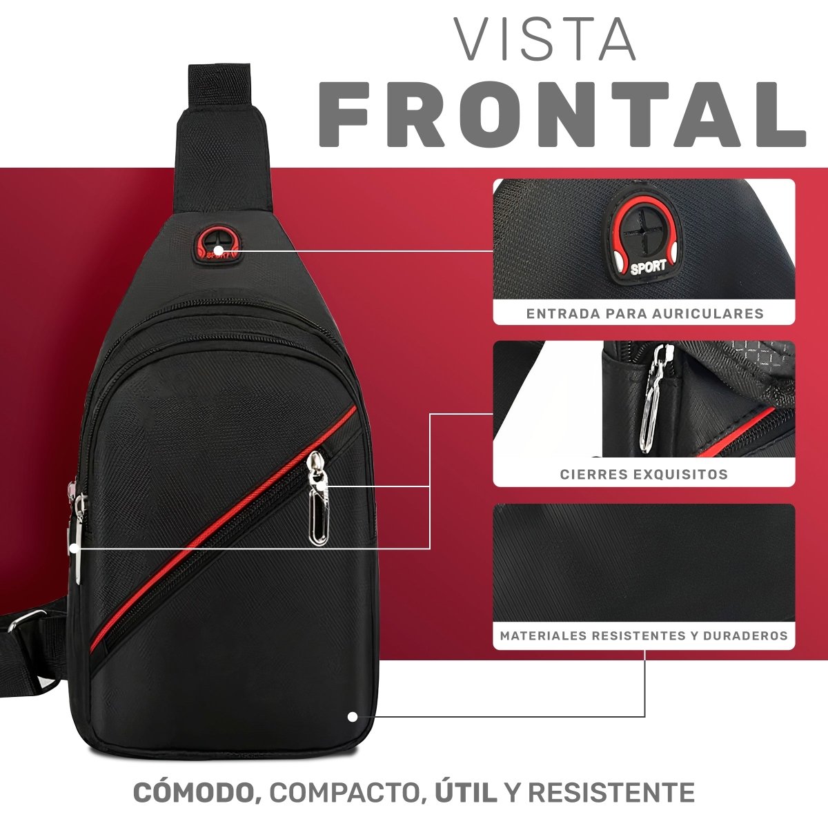 Crossbody con Salida para Audifonos de Cable - ONDASHOPMX