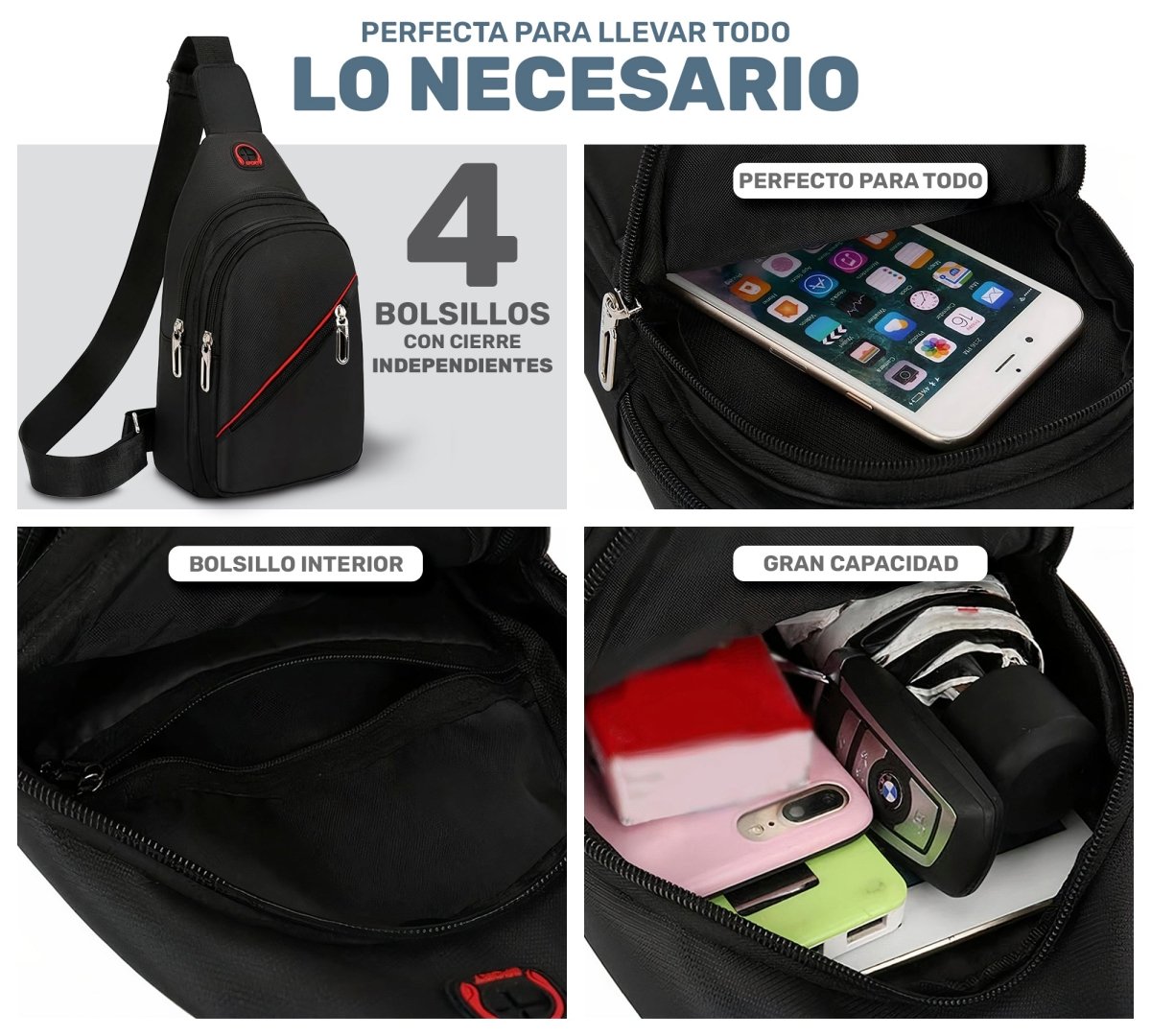 Crossbody con Salida para Audifonos de Cable - ONDASHOPMX