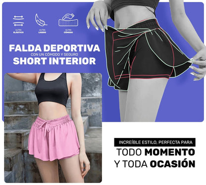 Falda Licra Deportiva Para Dama Tenis Fitness - ONDASHOPMX