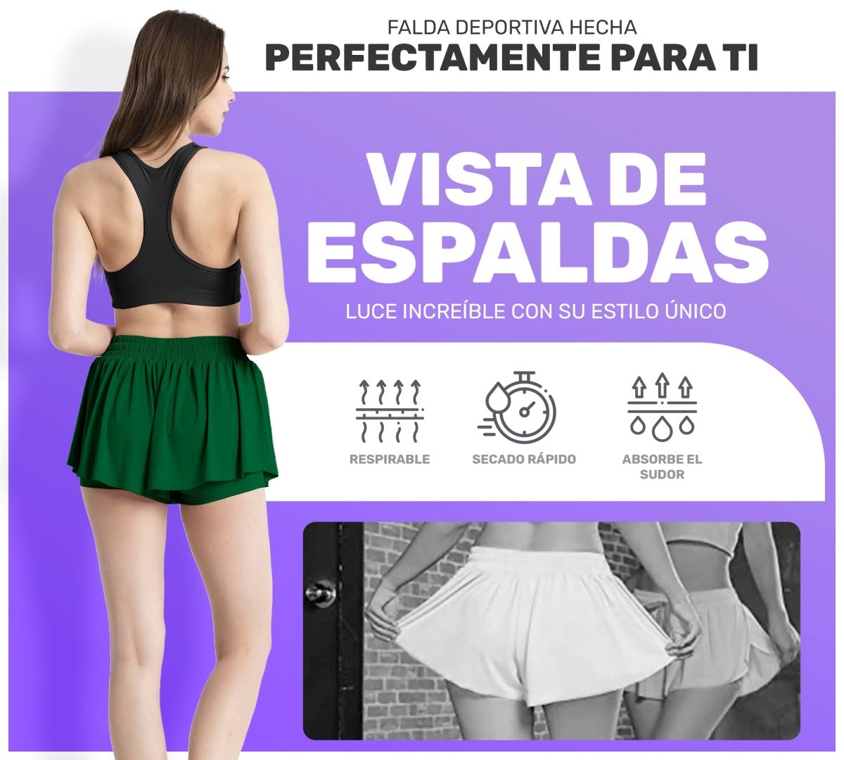 Falda Licra Deportiva Para Dama Tenis Fitness - ONDASHOPMX