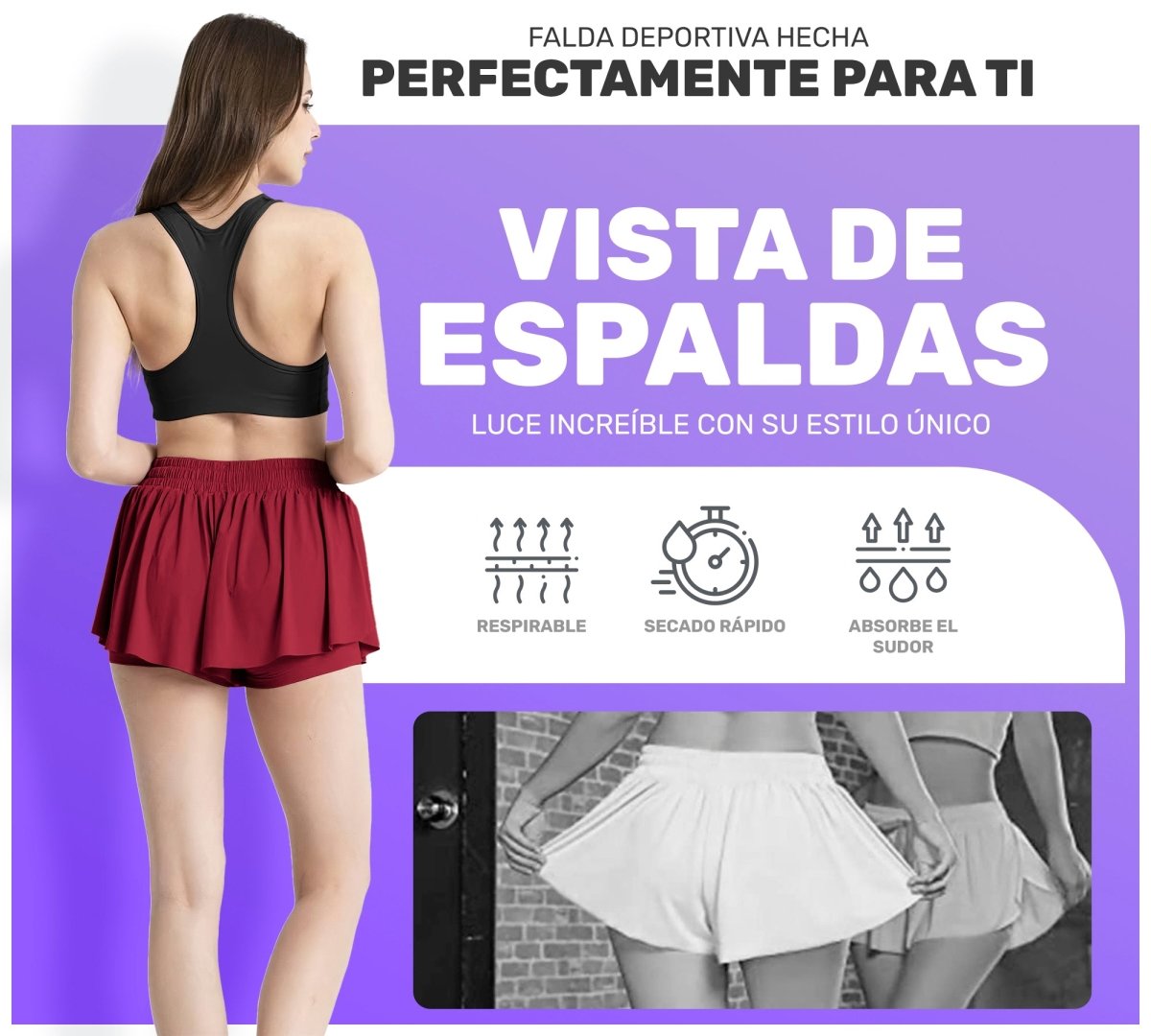 Falda Licra Deportiva Para Dama Tenis Fitness - ONDASHOPMX