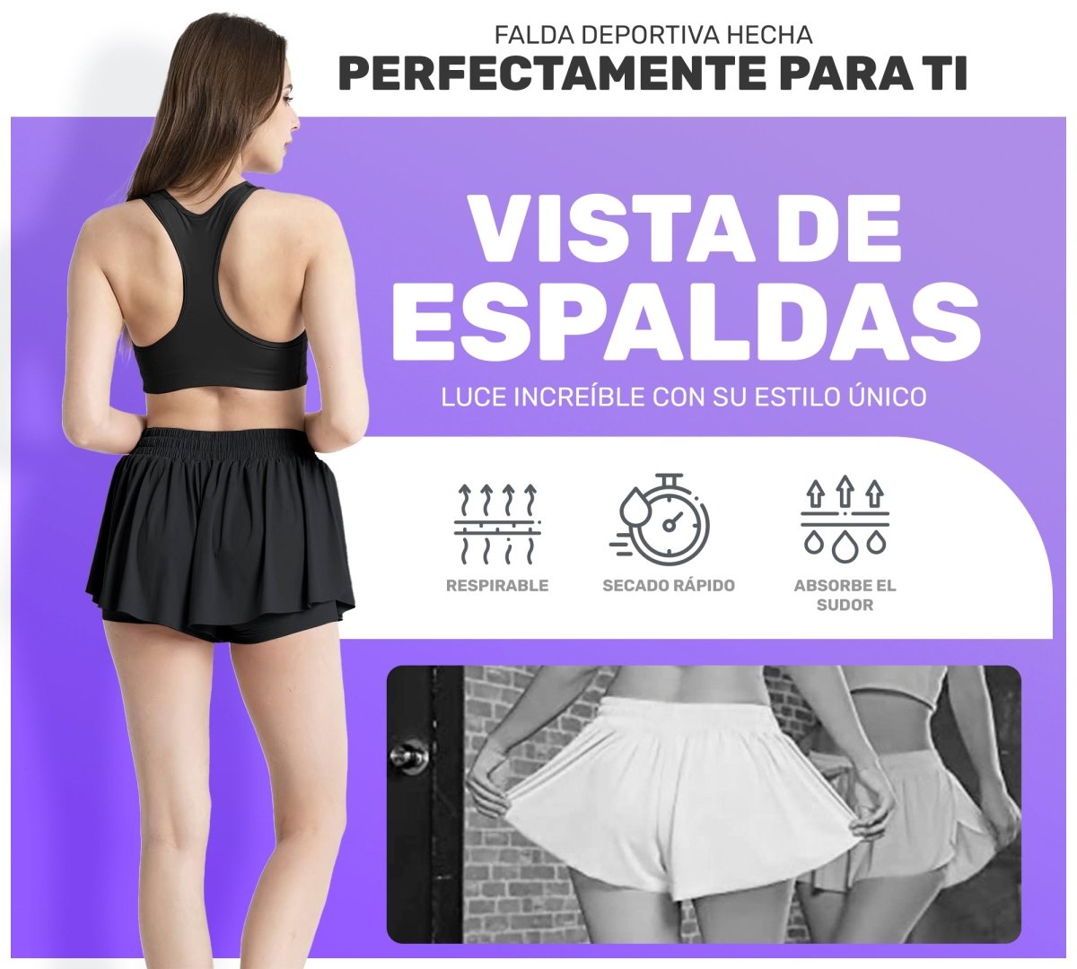 Falda Licra Deportiva Para Dama Tenis Fitness - ONDASHOPMX