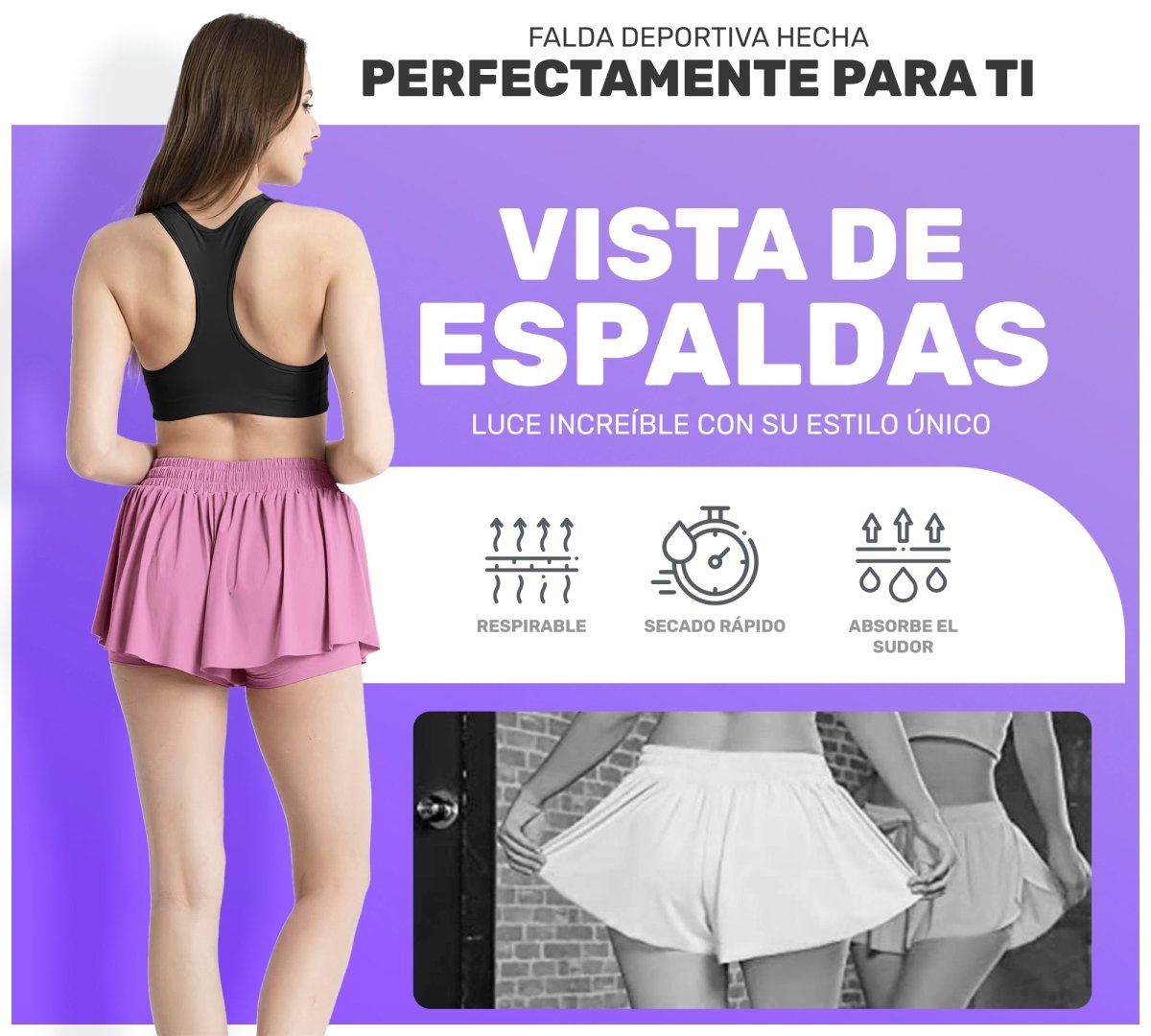 Falda Licra Deportiva Para Dama Tenis Fitness - ONDASHOPMX