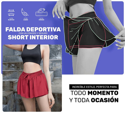 Falda Licra Deportiva Para Dama Tenis Fitness - ONDASHOPMX