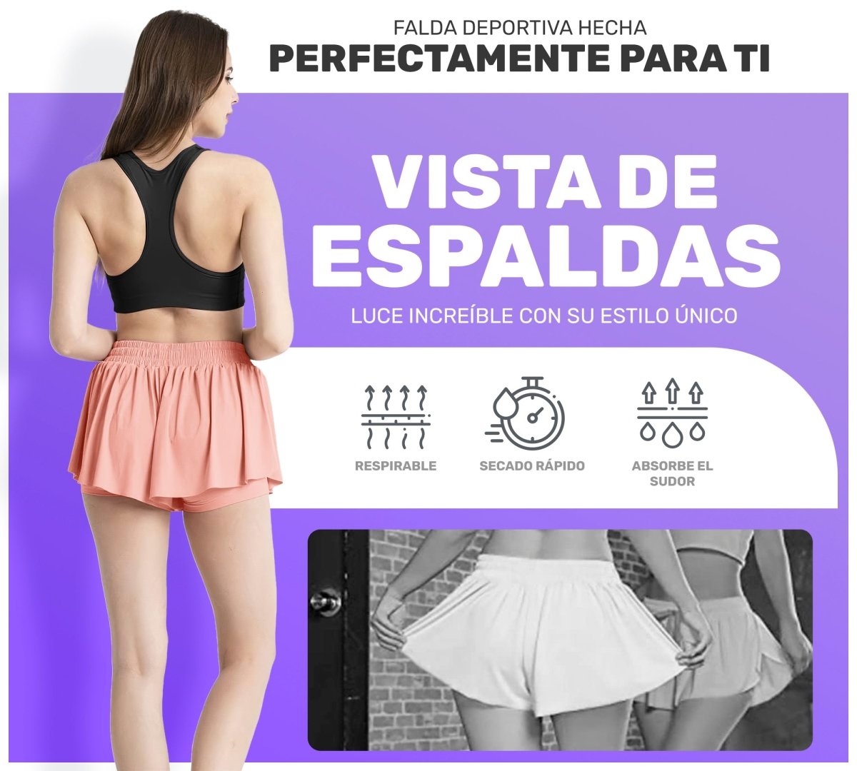 Falda Licra Deportiva Para Dama Tenis Fitness - ONDASHOPMX