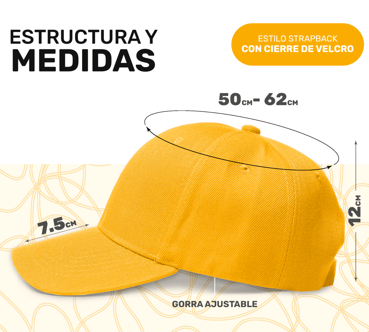 Gorra Clásica Unisex Con Cierre De Velcro | Diseño Strapback Ajustable & Bordado Lineal - ONDASHOPMX