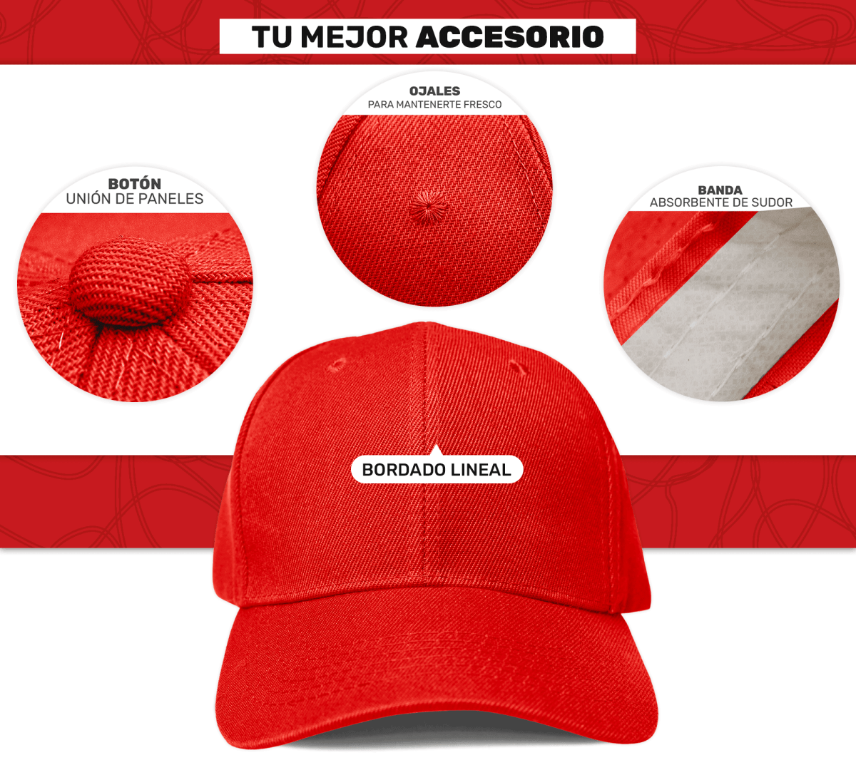 Gorra Clásica Unisex Con Cierre De Velcro | Diseño Strapback Ajustable & Bordado Lineal - ONDASHOPMX
