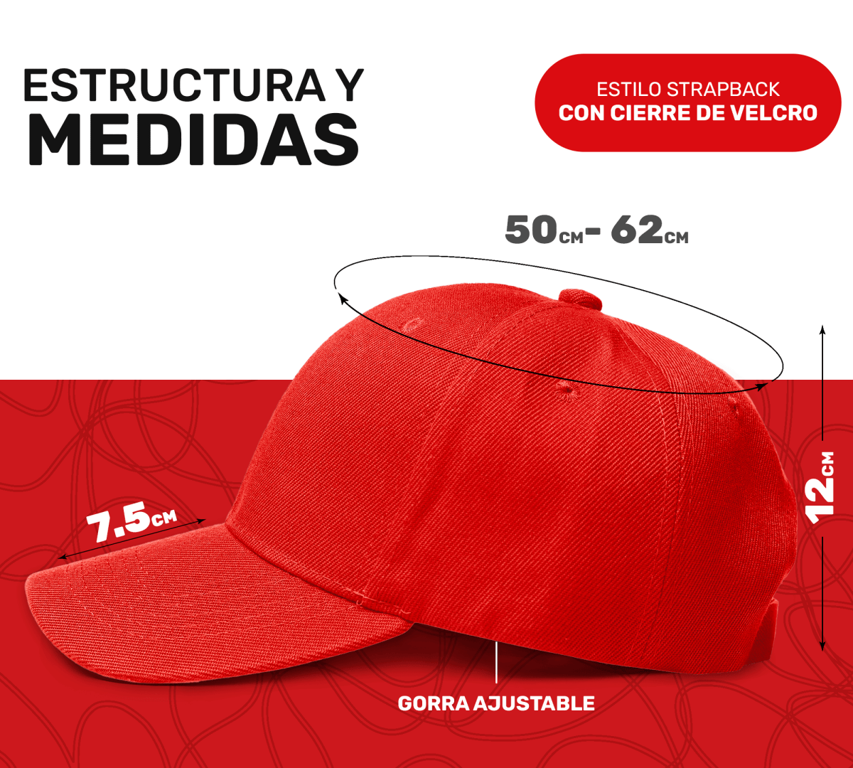 Gorra Clásica Unisex Con Cierre De Velcro | Diseño Strapback Ajustable & Bordado Lineal - ONDASHOPMX