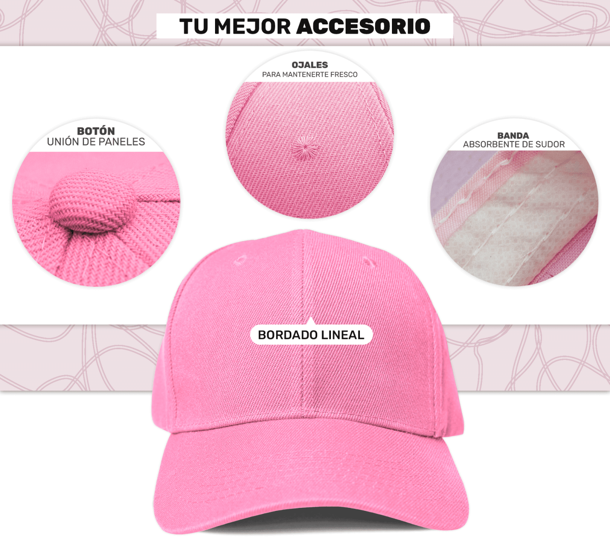 Gorra Clásica Unisex Con Cierre De Velcro | Diseño Strapback Ajustable & Bordado Lineal - ONDASHOPMX