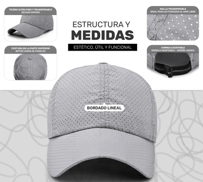 Gorra Ultraligera Transpirable | Diseño Perforado + Bordado Lineal - ONDASHOPMX
