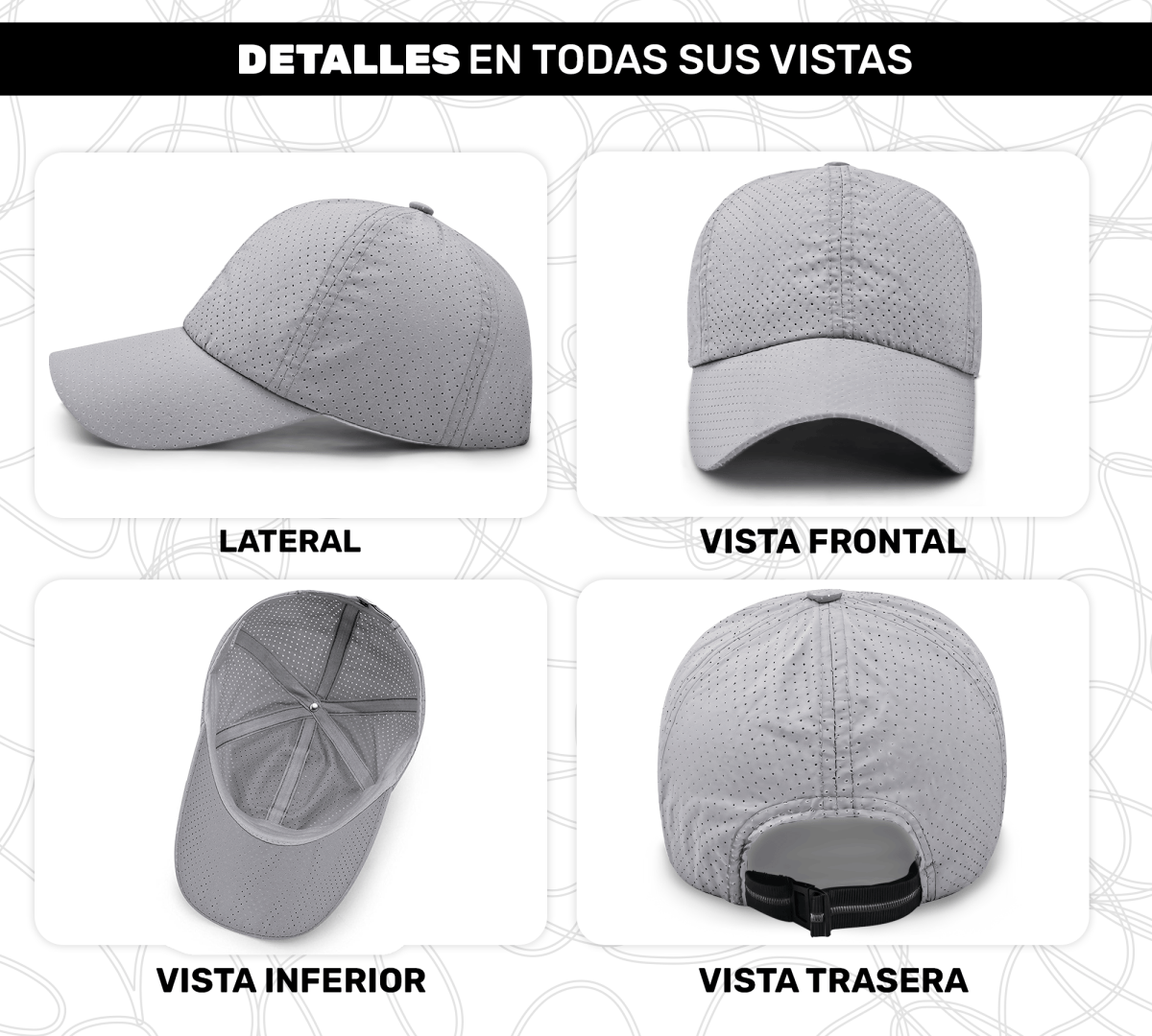 Gorra Ultraligera Transpirable | Diseño Perforado + Bordado Lineal - ONDASHOPMX