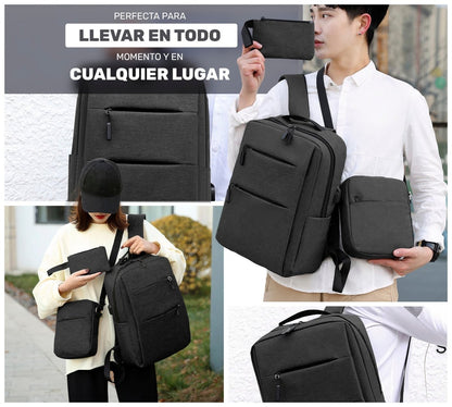 Kit 3 Mochila para Laptop con Bolsa & Estuche - ONDASHOPMX