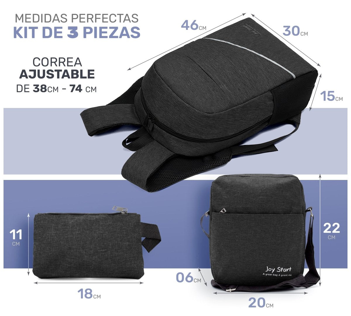Kit Escolar Mochila Urbana Bolsa Cruzada & Lapicera - ONDASHOPMX