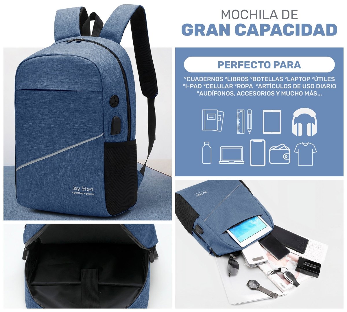 Kit Escolar Mochila Urbana Bolsa Cruzada & Lapicera - ONDASHOPMX