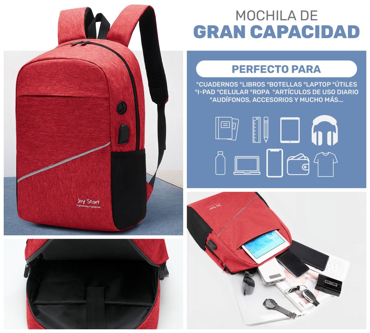 Kit Escolar Mochila Urbana Bolsa Cruzada & Lapicera - ONDASHOPMX