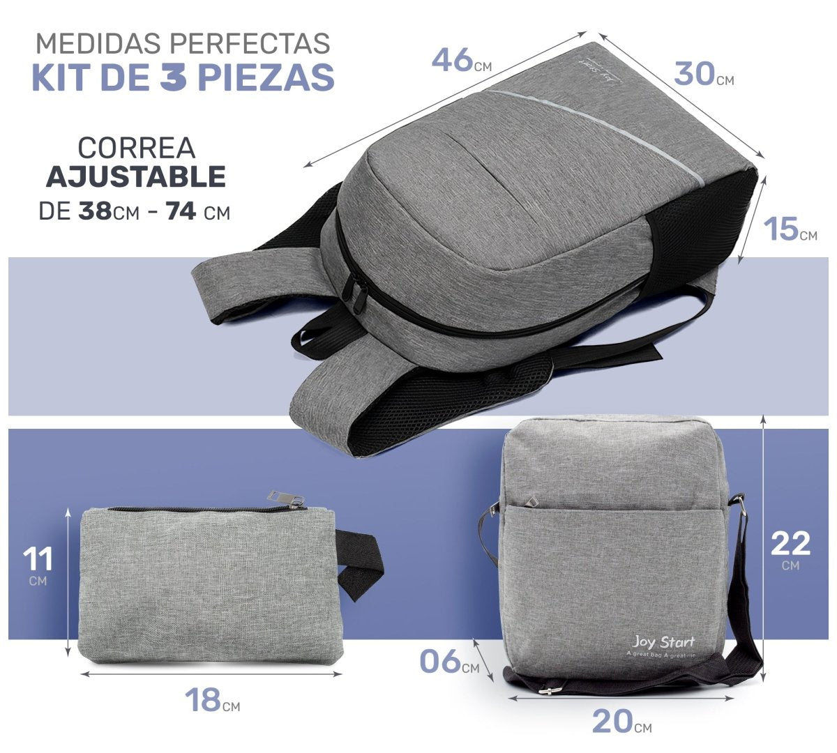 Kit Escolar Mochila Urbana Bolsa Cruzada & Lapicera - ONDASHOPMX
