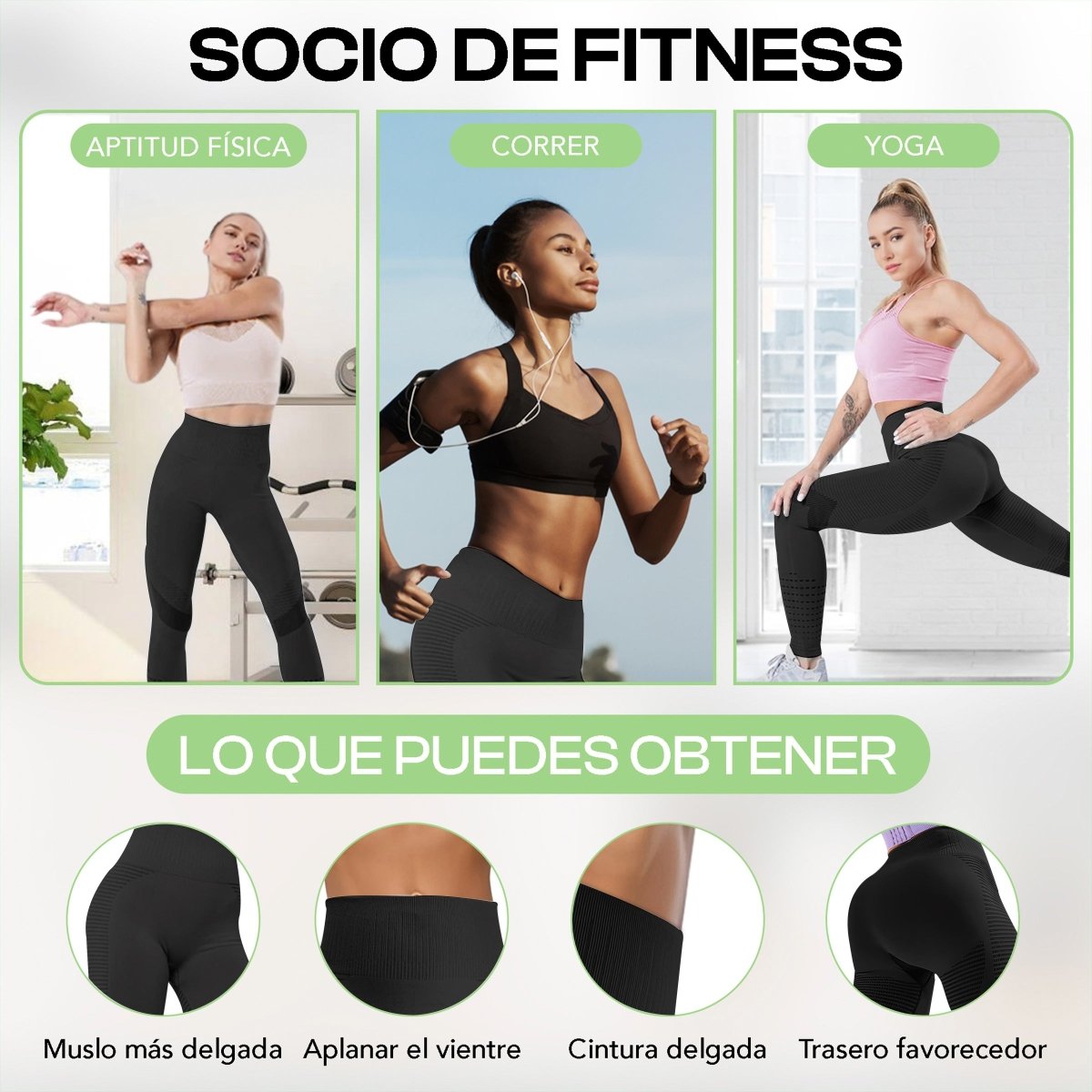 Leggings Fitness Mujer | Realce De Glúteos & Compresión Suave - ONDASHOPMX