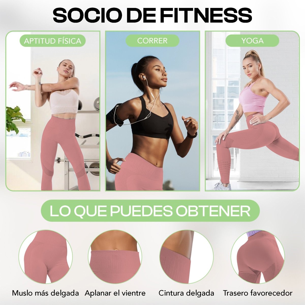 Leggings Fitness Mujer | Realce De Glúteos & Compresión Suave - ONDASHOPMX