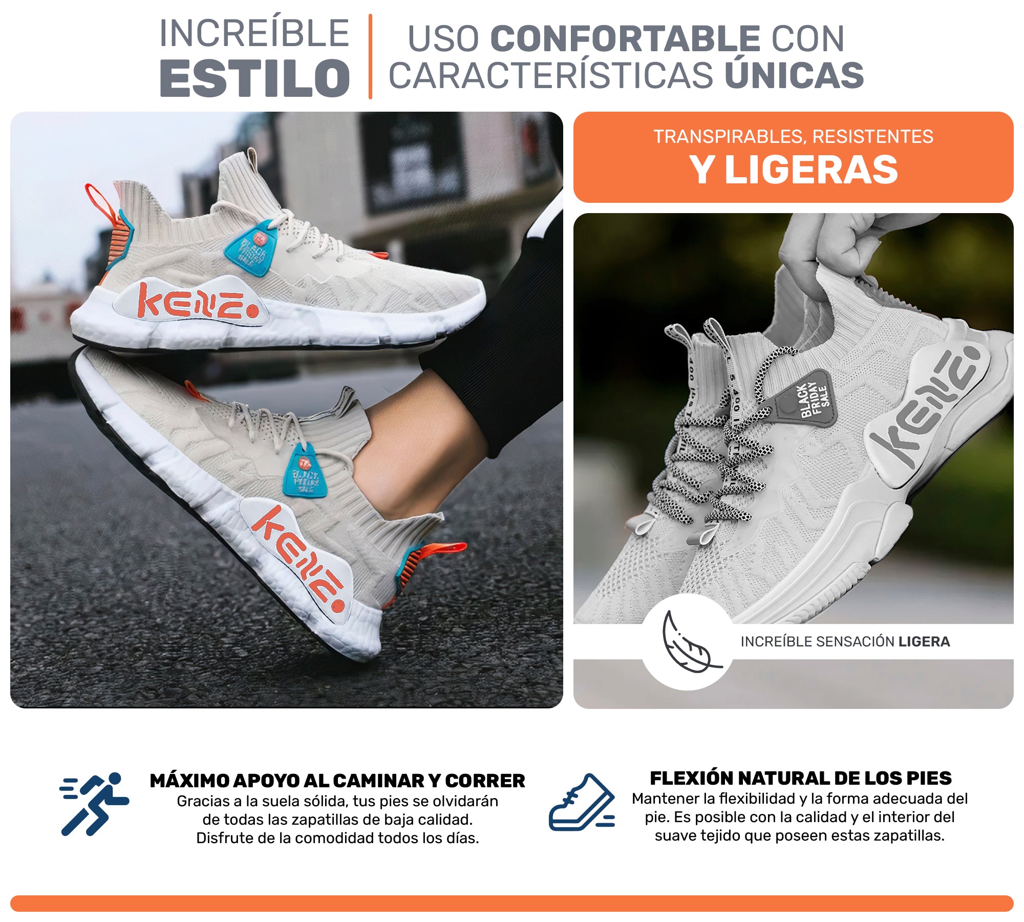 Sneakers Ligeros & Resistentes | Suela Amortiguada & Interior Confortable