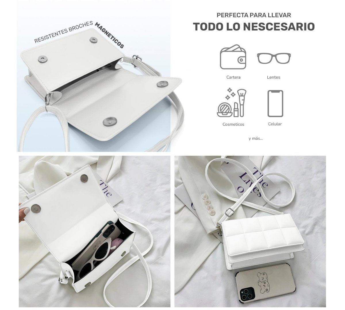 Mini Bolso Acolchado Para Mujer Con Correa Ajustable & Estilo Sofisticado - ONDASHOPMX