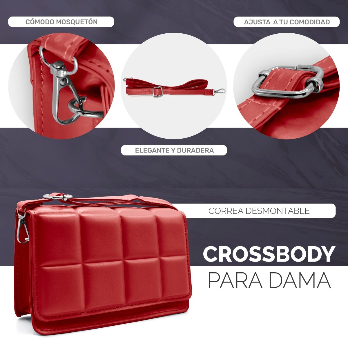 Mini Bolso Acolchado Para Mujer Con Correa Ajustable & Estilo Sofisticado - ONDASHOPMX