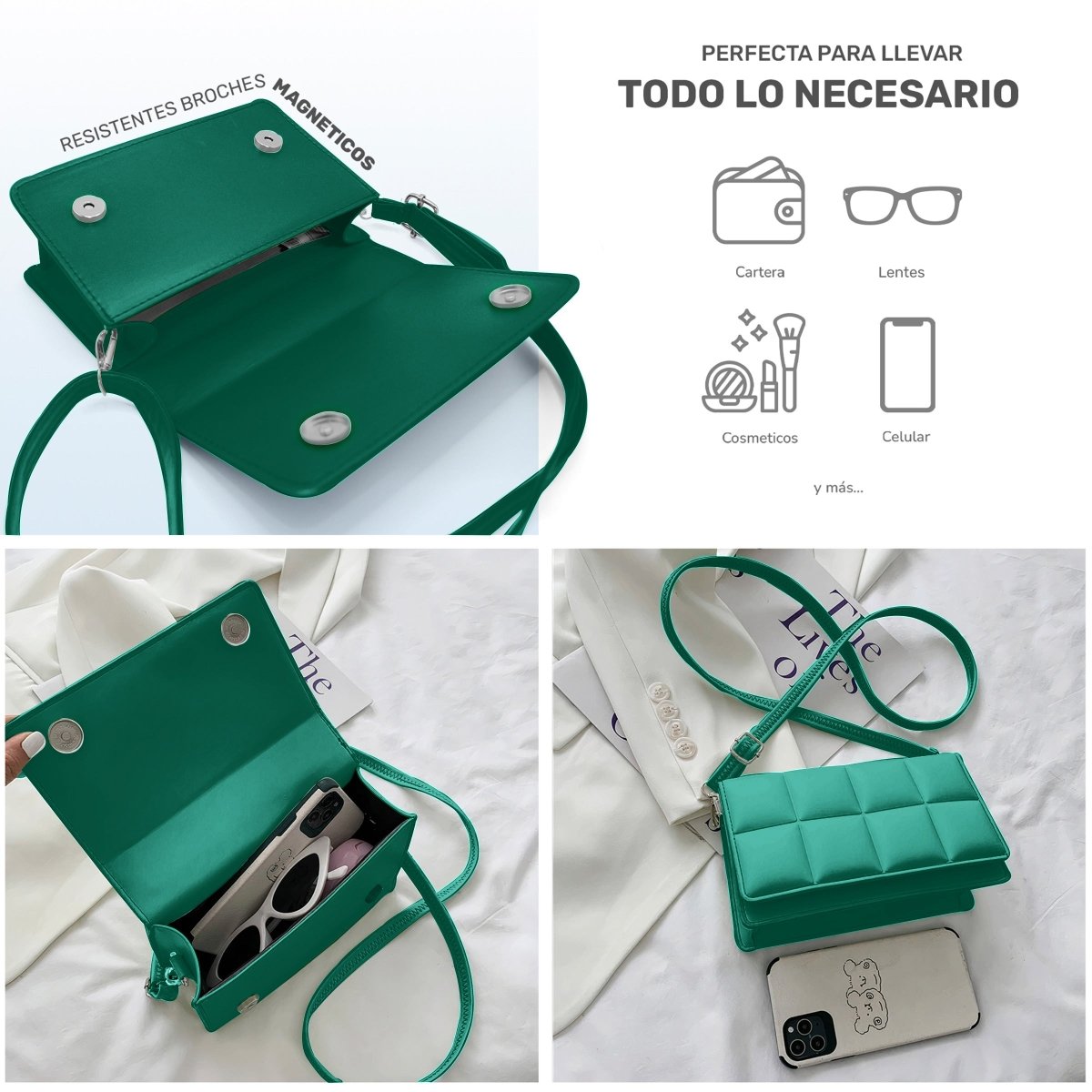 Mini Bolso Acolchado Para Mujer Con Correa Ajustable & Estilo Sofisticado - ONDASHOPMX
