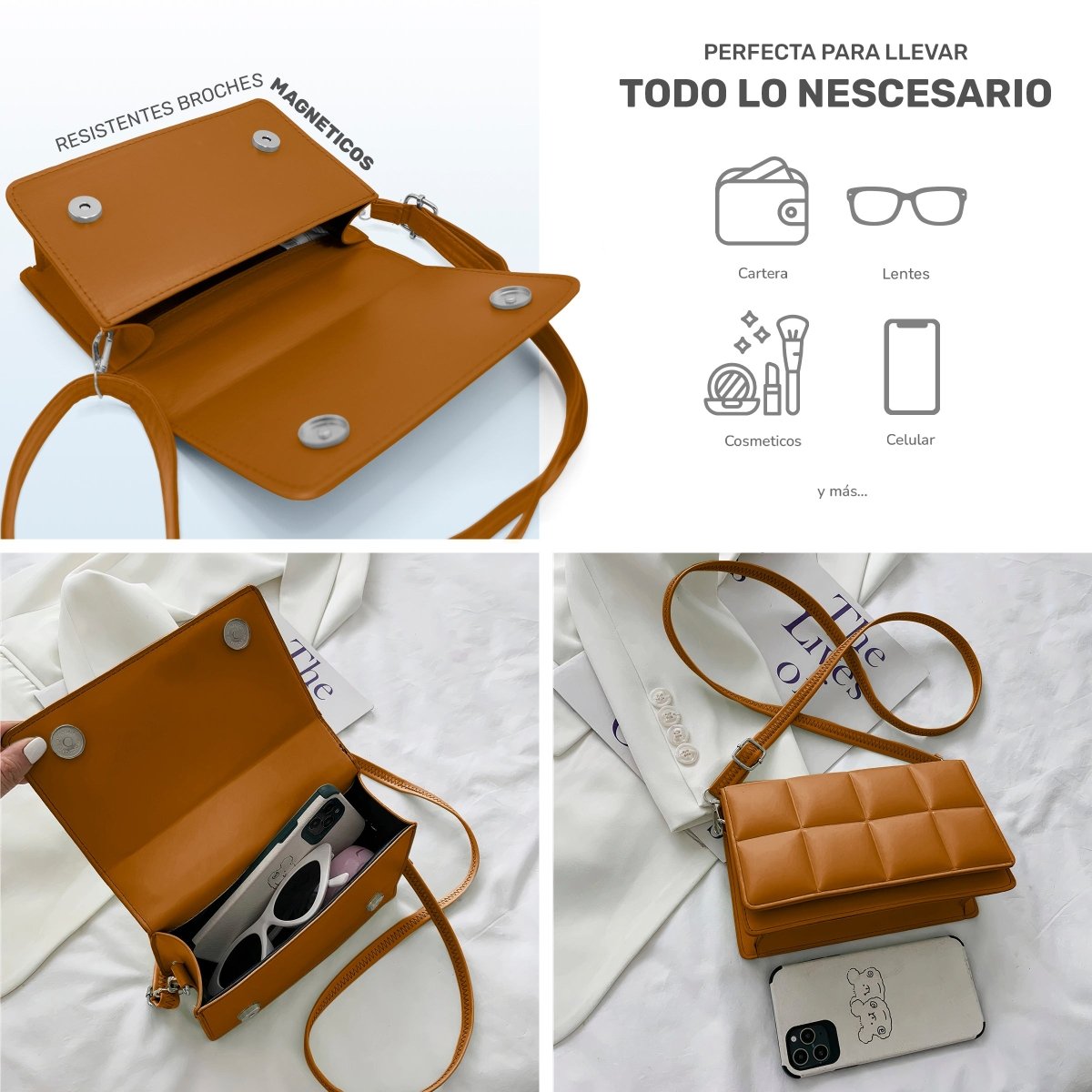 Mini Bolso Acolchado Para Mujer Con Correa Ajustable & Estilo Sofisticado - ONDASHOPMX