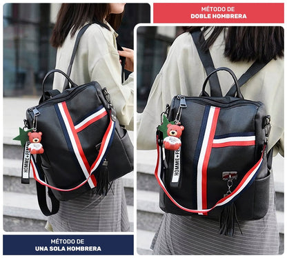 Mochila Antirrobo De Moda Con Llavero De Osito – Estilo Urbano Unisex - ONDASHOPMX