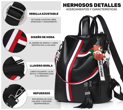 Mochila Antirrobo De Moda Con Llavero De Osito – Estilo Urbano Unisex - ONDASHOPMX
