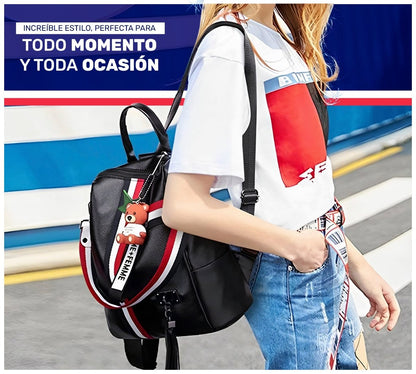 Mochila Antirrobo De Moda Con Llavero De Osito – Estilo Urbano Unisex - ONDASHOPMX