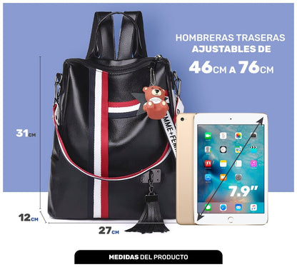Mochila Antirrobo De Moda Con Llavero De Osito – Estilo Urbano Unisex - ONDASHOPMX