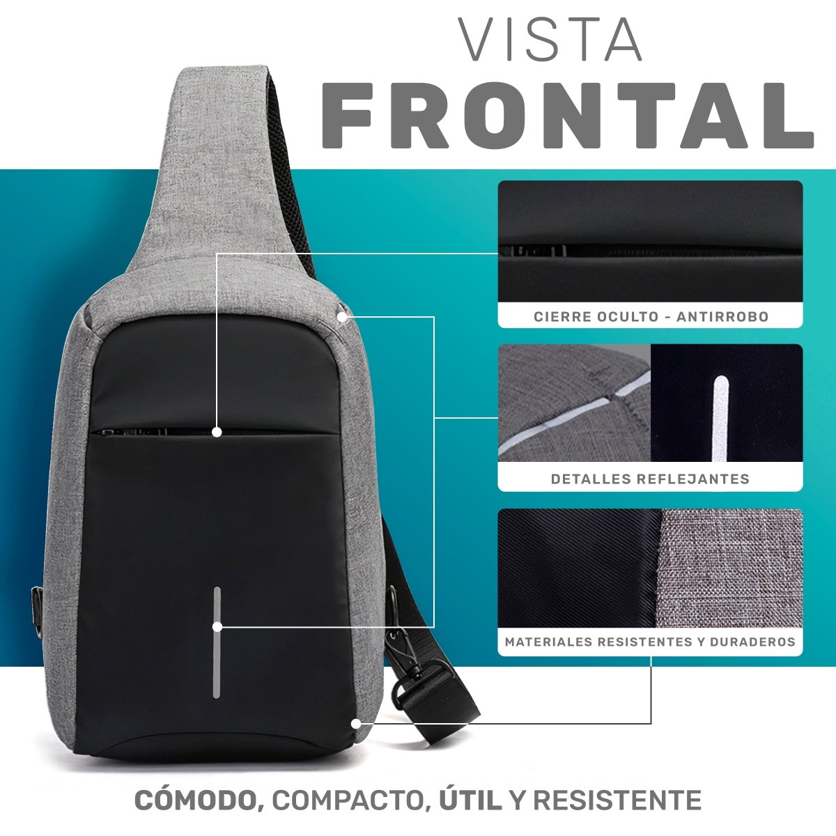 Mochila Cruzada Antirrobo Con Puerto USB - ONDASHOPMX