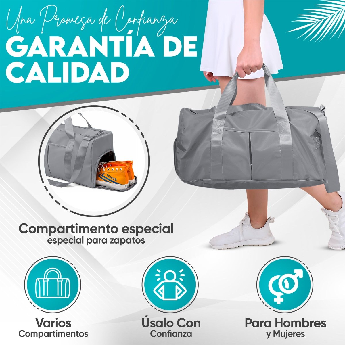 Mochila Deportiva Compartimento Separado Para Zapatos Bolsa De Viaje Para Hombre & Mujer - ONDASHOPMX