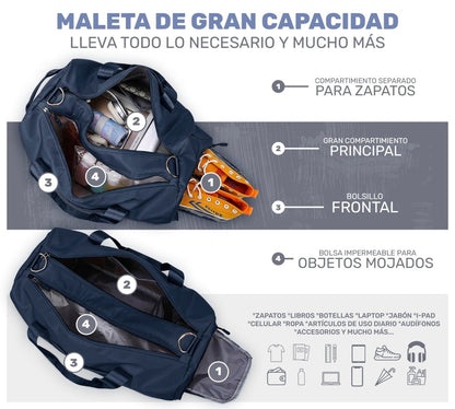 Mochila Deportiva Compartimento Separado Para Zapatos Bolsa De Viaje Para Hombre & Mujer - ONDASHOPMX