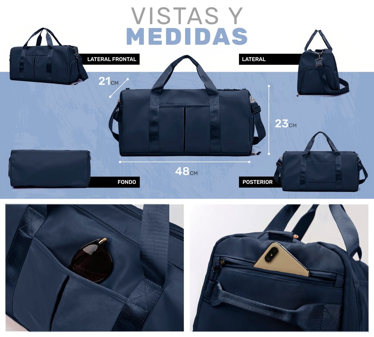 Mochila Deportiva Compartimento Separado Para Zapatos Bolsa De Viaje Para Hombre & Mujer - ONDASHOPMX