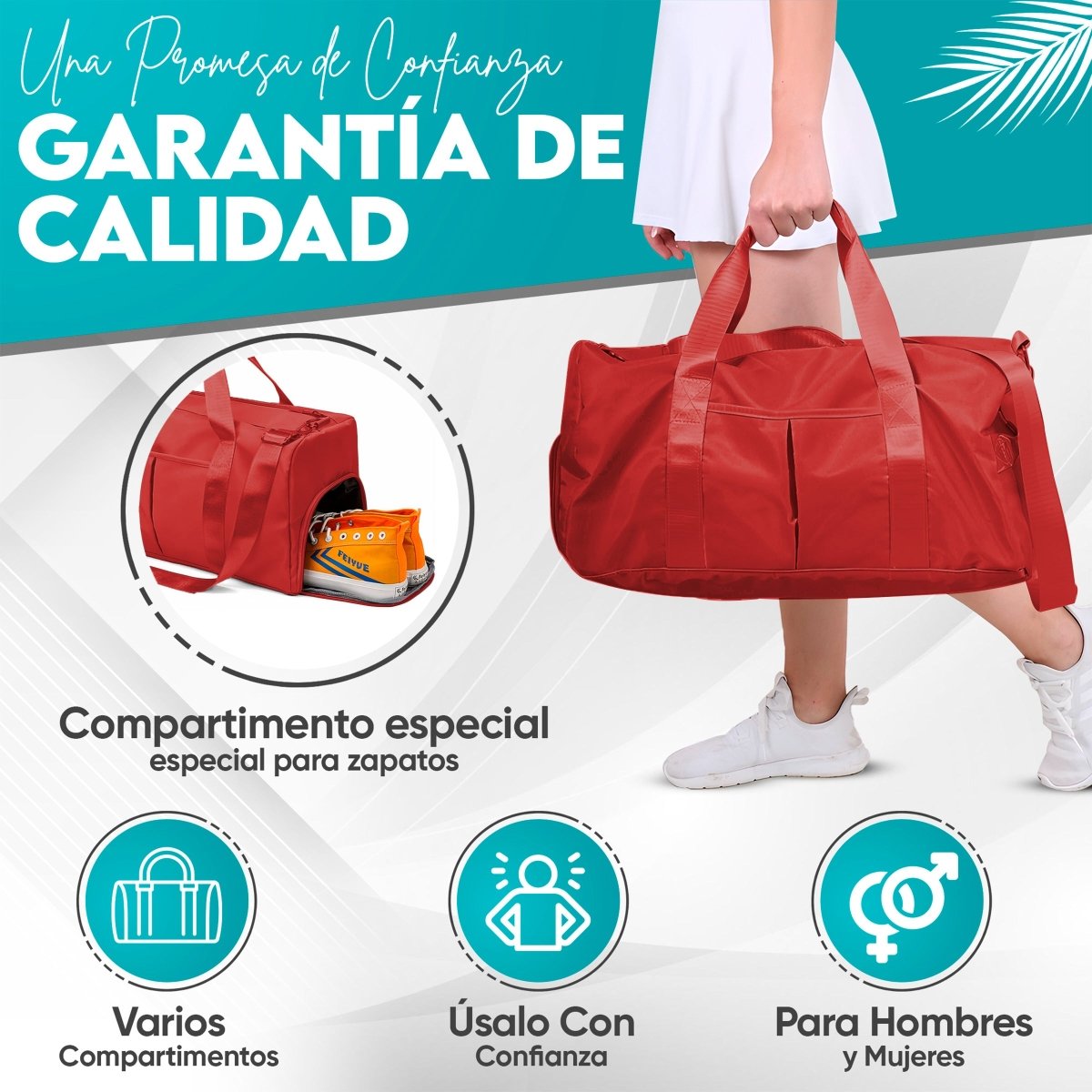 Mochila Deportiva Compartimento Separado Para Zapatos Bolsa De Viaje Para Hombre & Mujer - ONDASHOPMX