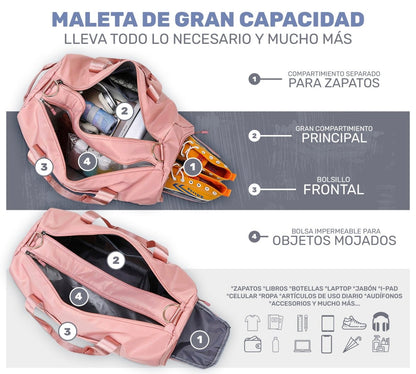 Mochila Deportiva Compartimento Separado Para Zapatos Bolsa De Viaje Para Hombre & Mujer - ONDASHOPMX
