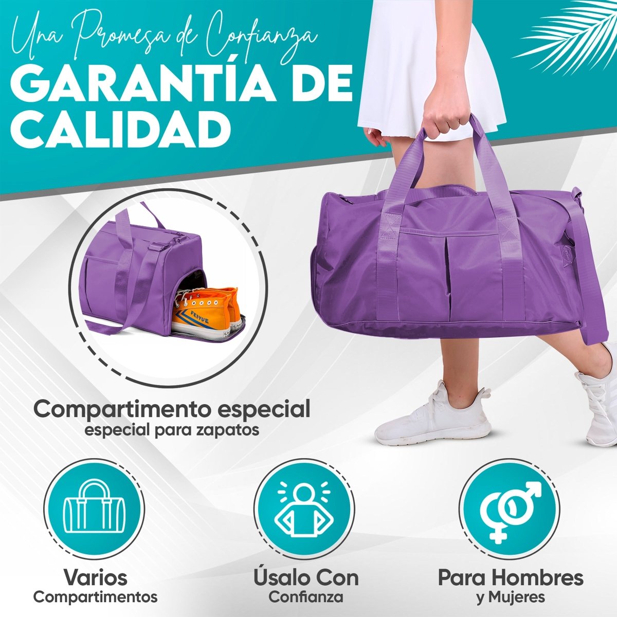Mochila Deportiva Compartimento Separado Para Zapatos Bolsa De Viaje Para Hombre & Mujer - ONDASHOPMX