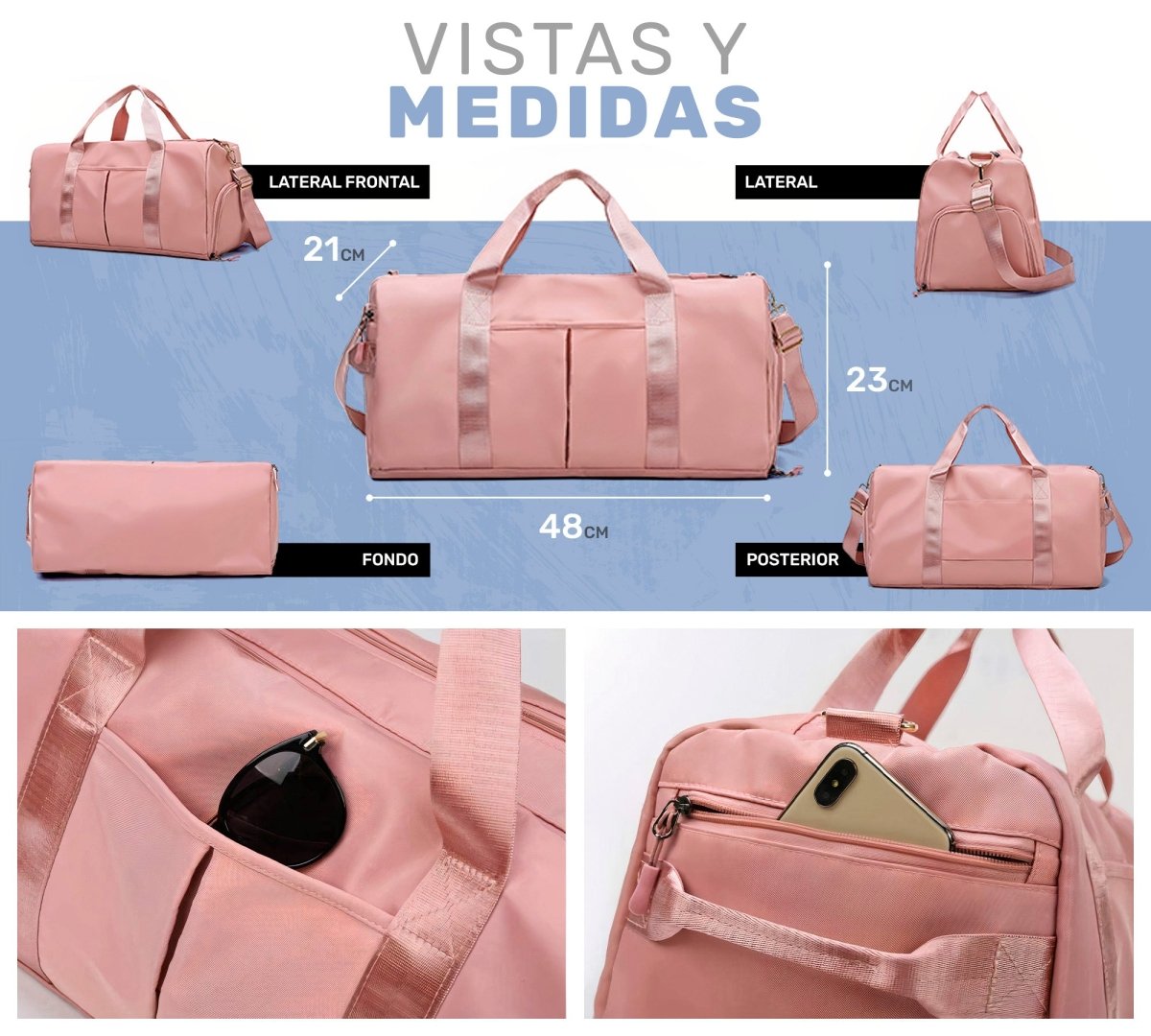 Mochila Deportiva Compartimento Separado Para Zapatos Bolsa De Viaje Para Hombre & Mujer - ONDASHOPMX