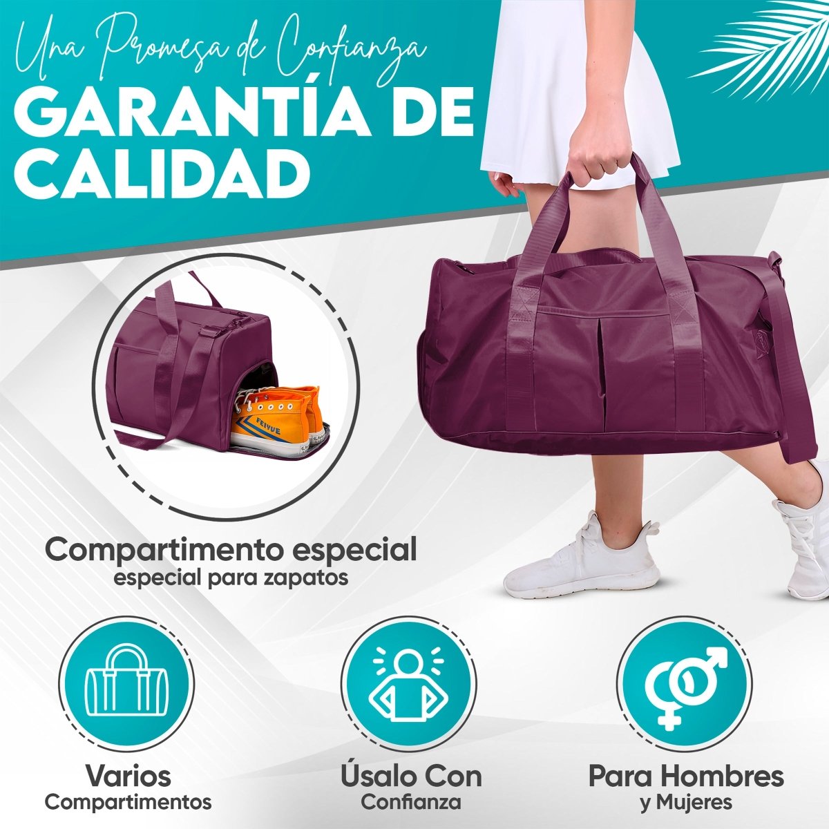 Mochila Deportiva Compartimento Separado Para Zapatos Bolsa De Viaje Para Hombre & Mujer - ONDASHOPMX